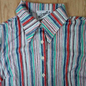 Vintage Miss Accent Wavy Stripes Polyester Disco Shirt